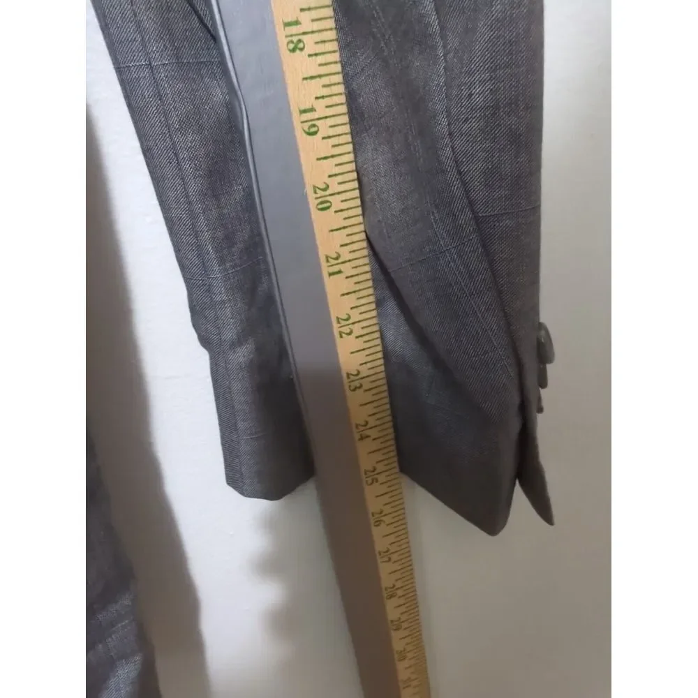 Hart Schaffner Marx Gold Trumpeter Men Gray Glen Plaid Worsted Wool Suit 48L 42W